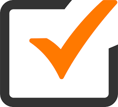 Orange cartoon tick with black surround.